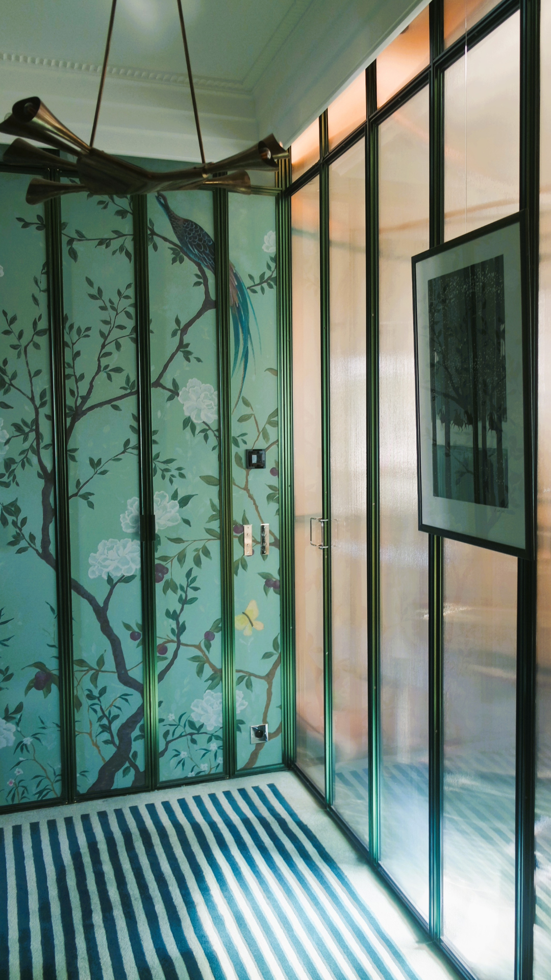 Dressing - porte - acier thermolaqué - verre estriado