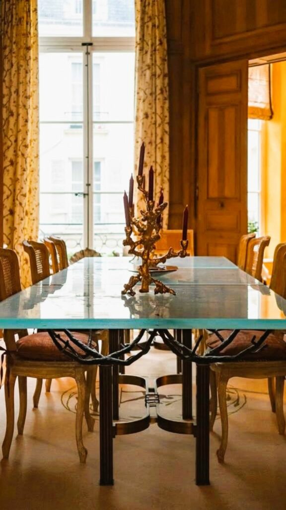 Piètement de table en fer forgé et laiton patiné - Ferronnerie - Métallerie - Décoration - Mobilier